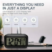 Zendure Digital Alarm Clock with Indoor Temperature, Battery Operated, Snooze Model,12/24H Display for Bedrooms, Heavy Sleepers Kids, Travel Desk Smart Clock (Black)