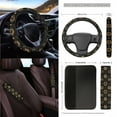 thumbnail image 3 of Renewold Gold Sun Moon Star Car Seat Cover Set 15 PCS, with Steering Wheel Cover Seat Belt Pad Garbage Bag Air Vent Pocket Rearview Mirror Cover Car Coasters Keychain Fit SUV Trucks Vans Sedans, 3 of 7