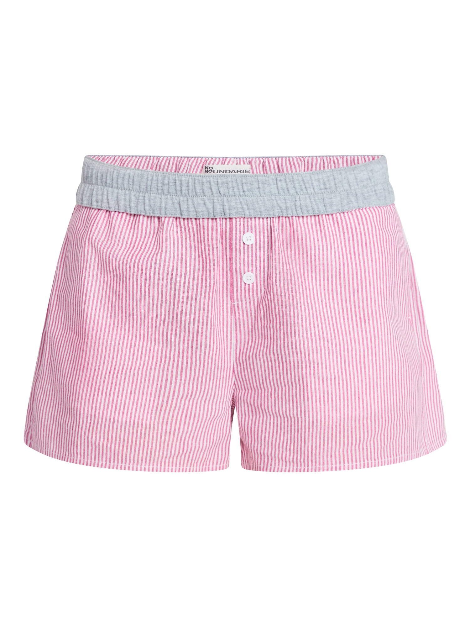 No Boundaries Cotton Boxer Shorts with Rollover Waist, 3'' Inseam, Women's XXS-XXL