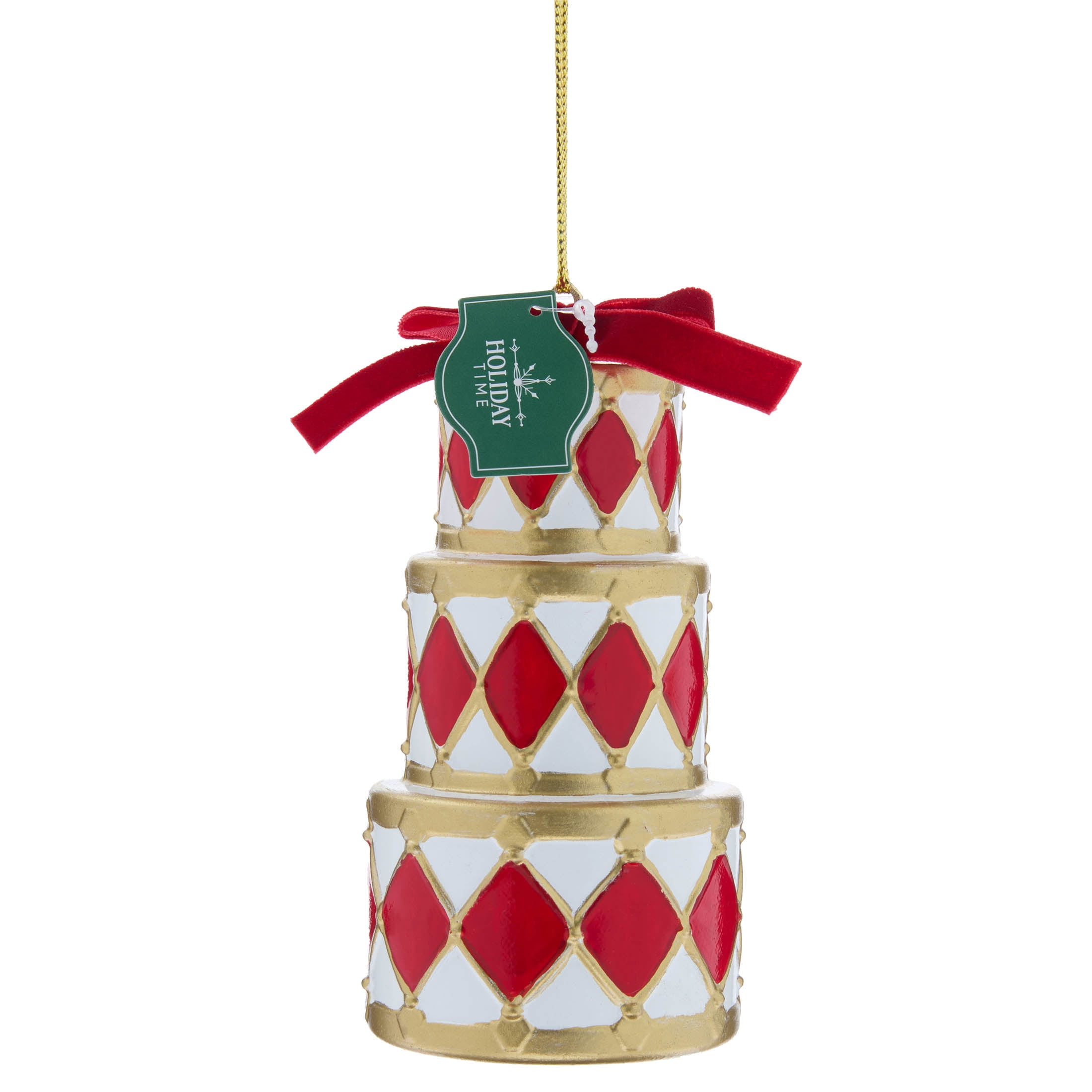 Red/White/Gold Drum Stack Christmas Ornament, 5.5", by Holiday Time
