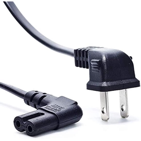 ccwonima TV Power Cord, 6-Feet 18AWG 90 Degree Angled 2-Prong to L-Shaped C7 Power Cord for Samsung Philips Toshiba LG Sony Sharp Panasonic Vizio LED Flat TV Sky Box, Sky Plus+ HD Box