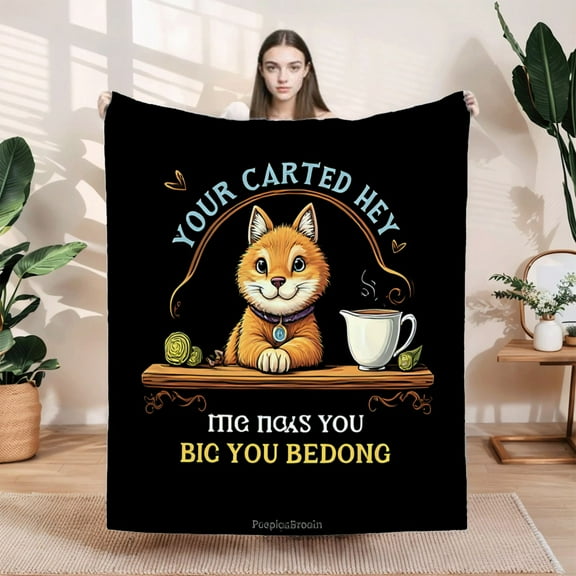 Durable Soft & Warm Flannel Blanket - Cozy Cat Design for Sofa Travel Bed & Chair - Whimsical & Playful Pattern