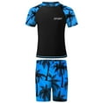 thumbnail image 2 of Alvivi Teen Boys Rash Guard Sets 2-pieces Swimwear T-shirt and Shorts Bathing Suit Blue 12-14, 2 of 6
