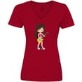 thumbnail image 3 of Inktastic Rock Girl, Brown Hair, Girl Playing Guitar Women's V-Neck T-Shirt, 3 of 5