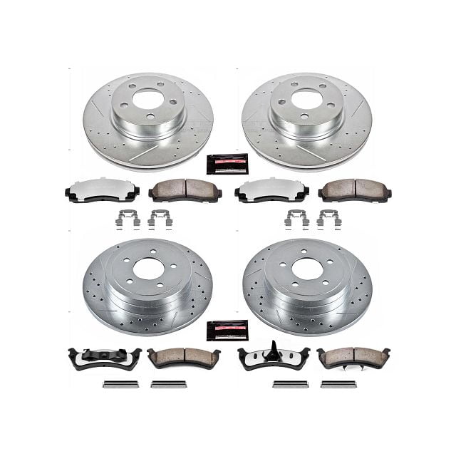 PowerStop Front and Rear Z36 Truck & Tow Carbon-Fiber Ceramic Brake Pad and Drilled and Slotted Rotor Kit Fits: FORD Select Models K1924-36