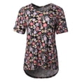 thumbnail image 1 of A2Y Women's Rayon Spandex V-Neck Jersey Knit Shirt Top Black Floral L, 1 of 5