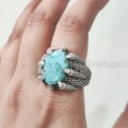 thumbnail image 6 of Arizona Turquoise Mans Ring, Natural Turquoise Ring, December Birthstone, Silver Jewelry, 925 Silver Ring, Birthday Gift, Heavy Mens Ring, Eagle Claw Design, Stylish Ring, Christmas, Signet Ring, 6 of 8