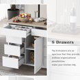 thumbnail image 6 of Kitchen Cart With Rubber Wood Countertop, Large Storage Space Flatware Organizer With Spice Rack, Towel Rack, Rolling Kitchen Cart With 5 Wheels, For Kitchen Dinning Room, 6 of 9