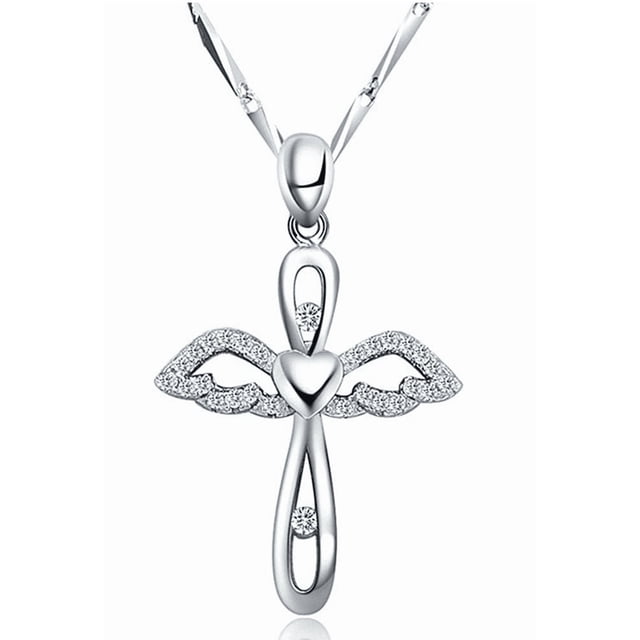 Collar Plata Ley 925 Dije Proteccion Amor Angel Cadena Mujer Xtellar plateado