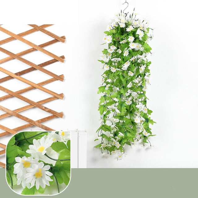 7 Forks 7-Prong Artificial Vine Wall Hanging 80Cm | Realistic Gradient Roses Silk Flowers | Weatherproof Pe Rattan Decor | Wedding Backdrop Balcony Fence Garland