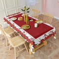 thumbnail image 4 of Meery Christmas Rectangle Table Cloths Winter Poinsettia Christmas Flower Bell Tableclothes 60x102inch Polyester Happy Holiday Waterproof Reusable Tablecloths for Weddings Banquets Restaurants, 4 of 5