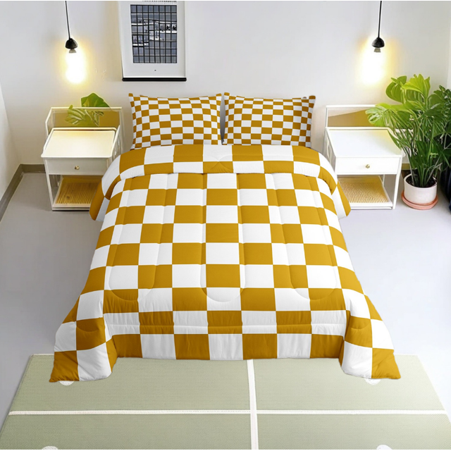 Erosebridal Plaid Buffalo Bedding Queen Comforter Set, Checkered Down Comforter, Rectangle Room Decor, Reversible 3 Pieces