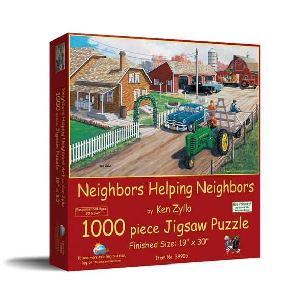 SUNSOUT INC - Neighbors Helping Neighbors - 1000 pc Jigsaw Puzzle by Artist: Ken Zylla - Finished Size 19" x 30" - MPN# 39905