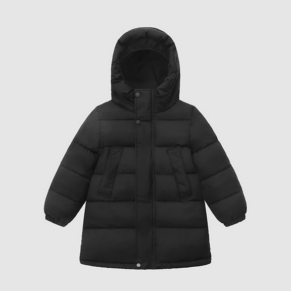 Hauaitttt Kids Long Hooded Coat Boy Girls Winter Warm Quilted Jacket Padded Outerwear Coats Winter Coat Boys 4t Winter Coat for Boys Size 12 Boys Winter Coat System Kids Jacket 4t Boys Boys Skiing