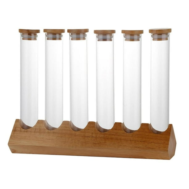 glass Tubes with Wooden Holder Rack Propagation Glass Containers coffee