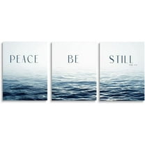 Modern Blue Ocean Canvas Wall Art Christians Wall Art Scripture Wall Decor "Peace! Be Still! Mark 4:39" Inspirational Bible Verse Wall Art Calmful Pictures Calm Sea Canvas Prints Seascape