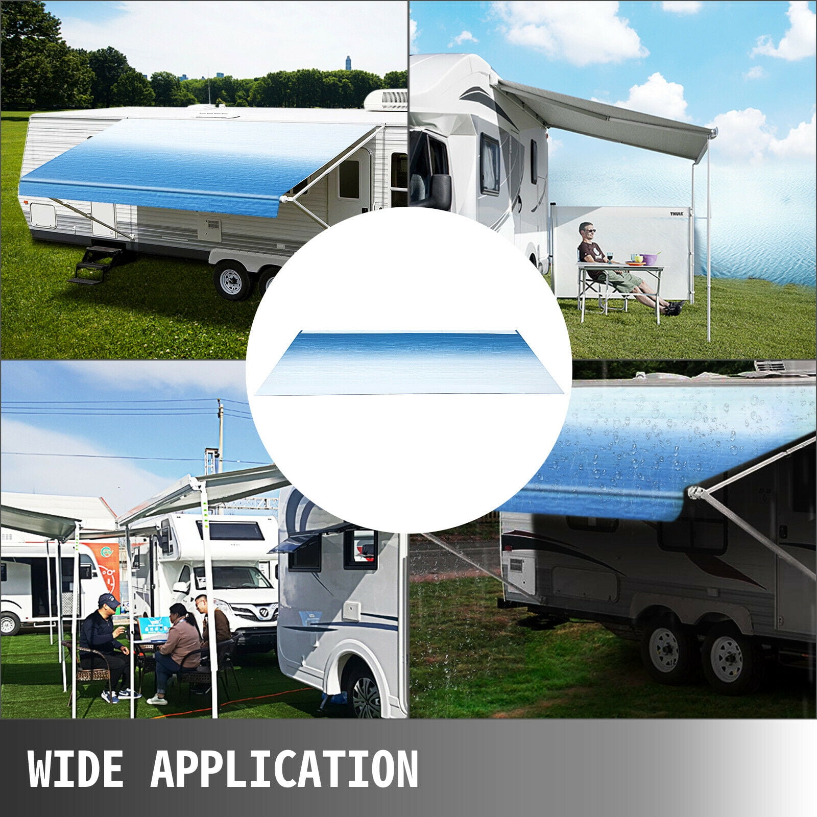 Patio Awning Replacement Ocean Blue Fade Van Trailer Awning Canopy Patio Camping Car Awning SUV Durable 15oz Vinyl Roller Tube for RV VEVOR RV Awning 19 Camper Awning Fabric