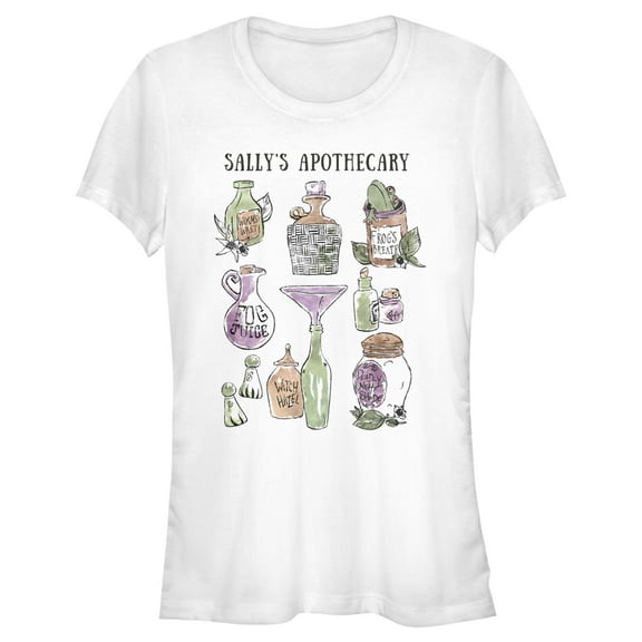 Junior's The Nightmare Before Christmas Sally's Apothecary Chart Graphic Tee White 2X Large