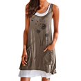 thumbnail image 1 of asddcavvf Robes pour Femmes Robe Décontractée Ample Faux Deux Pissenlits Mode Style Plage Tempera, 1 of 3