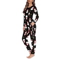 thumbnail image 2 of Renewold 2 Pieces Women Nightwear Pajama Set Casual Christmas Snowman Long Sleeve Shirt & Sweatpants Stretchy Tracksuit Daily Wear Warmth Loungewear Size M, 2 of 4