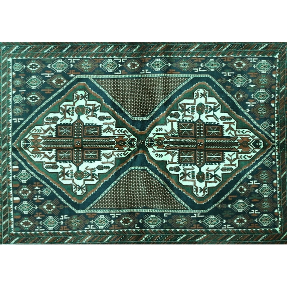 Ahgly Company Indoor Rectangle Persian Turquoise Blue Traditional Area Rugs, 5' x 7'