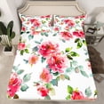 thumbnail image 2 of Homewish Pink Flowers 4 Pieces Queen Sheet Sets For Kids Teens Adults,Chic Floral Blossoms Ultra Soft Flat Sheet,Watercolor Botanical Plants Queen Fitted Sheet,Ultra Soft Home Decor, 2 of 7