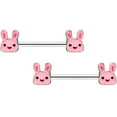 thumbnail image 1 of Body Candy 14G Womens Nipplerings Piercing Steel 2Pc Kawaii Cutie Easter Bunny Nipple Ring Set 9/16, 1 of 8