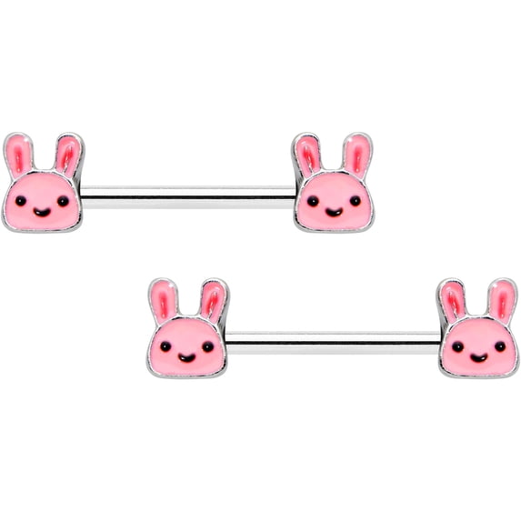 Body Candy 14G Womens Nipplerings Piercing Steel 2Pc Kawaii Cutie Easter Bunny Nipple Ring Set 9/16