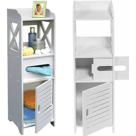 PVC Foam Board Storage Cabinet with 2 Shelves and Drawer, White