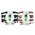 thumbnail image 1 of Text Soccer Football Sports Bracelet Hand Strap Leather Rope Wristband Double Set, 1 of 3