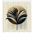 thumbnail image 4 of Ambesonne Aesthetic Shower Curtain, Minimal Modern Botanical, 69"Wx84"L, Ivory Camel Dark Blue, 4 of 4