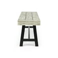 thumbnail image 4 of Marian Outdoor Acacia Wood Bench, Sandblast Light Gray Wash and Black Metal, 4 of 7