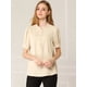 thumbnail image 2 of INSPIRE CHIC Tops de blusa de trabajo con cuello redondo y mangas cortas con tapeta de medio botón con volantes para mujer Albaricoque M, 2 of 6