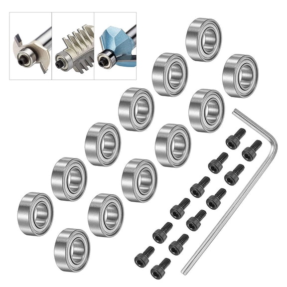 12Pcs Bearing Accessory Kit With #5-40 X 1/4 Inch Screws for Chamfer Router Bit