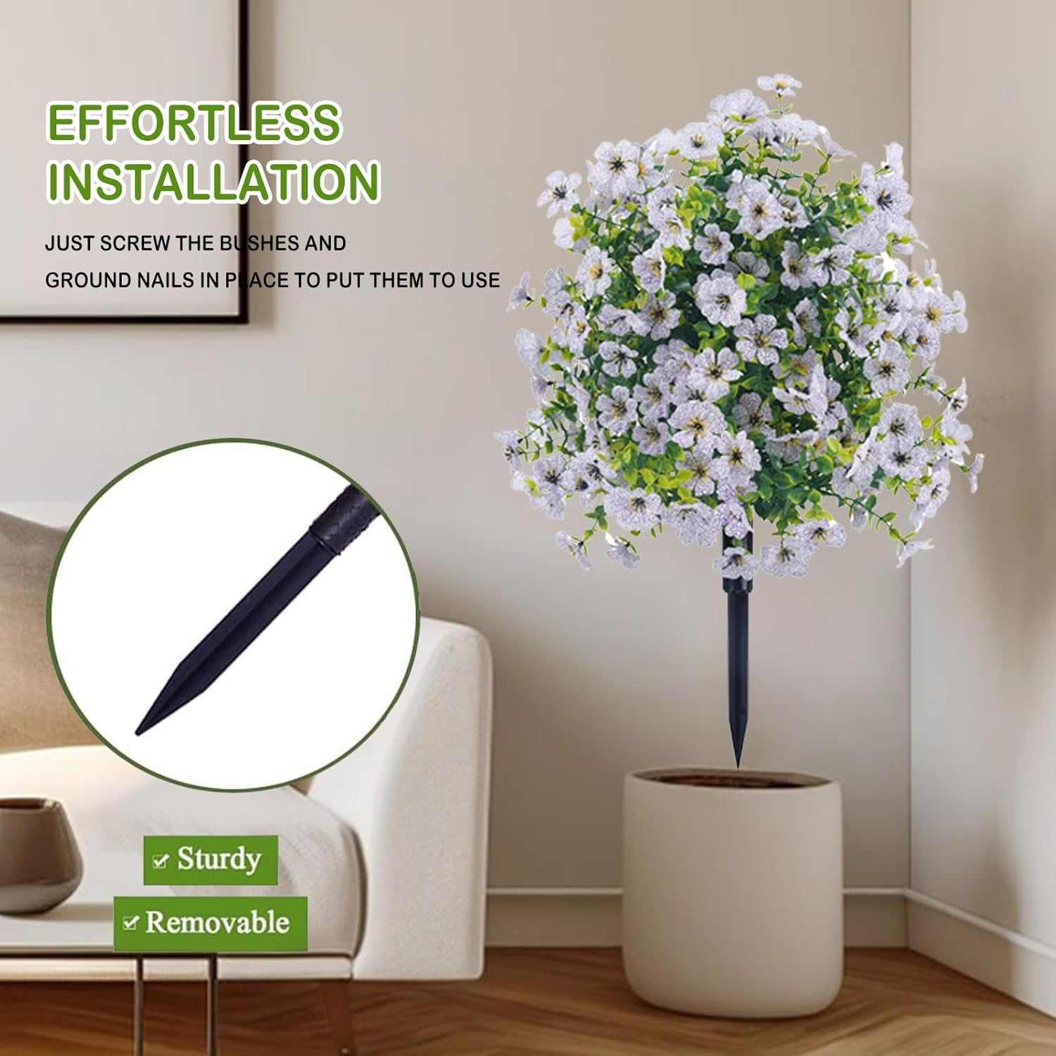 23in Artificial Violet Ball Topiary Trees with Ground Spikes, 1 Pack Fake Artificial Bushes Plants,Faux Artificial Shrubs Tree for Indoor Outdoor Front Porch Decor (MC)