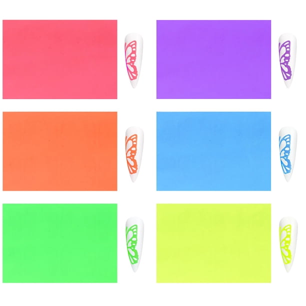 Juego de pegatinas fluorescentes DIY Pegatinas de colores Manicura Verano 6 colores