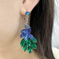 thumbnail image 2 of Vintage Peacock Dangle Earrings for Women 14K Gold Plated Green Crystal Feather Peafowl Statement Drop Dangling Stud Earring Boho Exaggerated Birthday Holiday Jewelry Gifts, 2 of 6