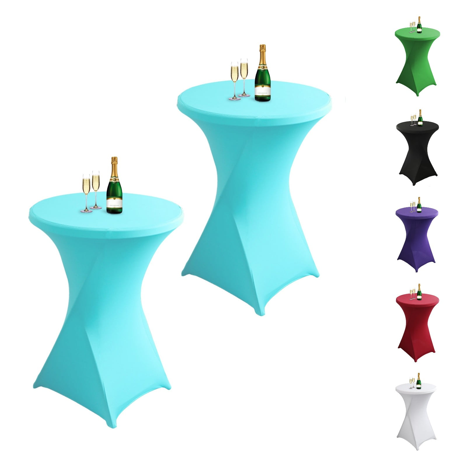 2 Pcs Cocktail Tablecloth Tiffany Blue 24" Round Polyester Highboy