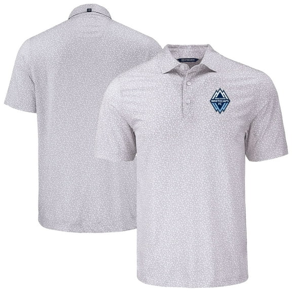 Men's-Cutter & Buck  Gray Vancouver Whitecaps FC Pike Eco Flora Print Recycled Polo
