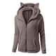thumbnail image 1 of Sudadera con capucha de manga larga para mujer, abrigo informal con cremallera y manga larga, abrigo de invierno cálido de lana con bolsillo, 1 of 4