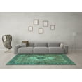 thumbnail image 3 of Ahgly Company Machine Washable Indoor Rectangle Medallion Turquoise Blue Traditional Area Rugs, 8' x 10', 3 of 4