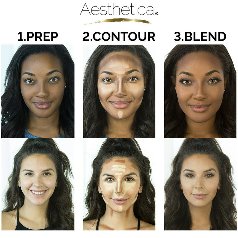 Aesthetica Cosmetics Cream Contour Highlighting Makeup Kit - Foundation / Concealer Palette - Vegan, Cruelty Free & Hypoallergenic - Step-by-Step Instructions Included Walmart.com
