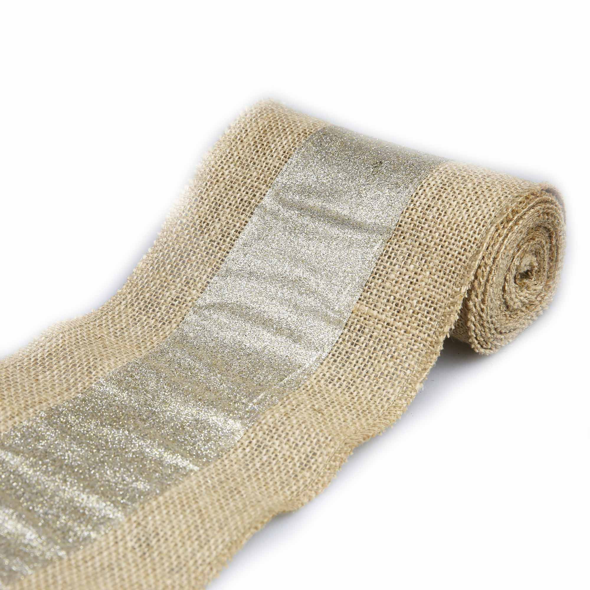 Natural Burlap with Gold Stripe, 1 Each