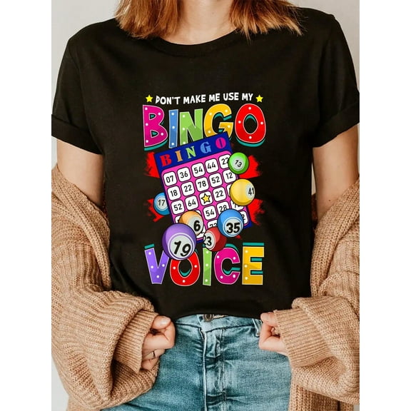 100% Cotton Funny Lucky Bingo Game Saying For Bingo Player T-Shirt Causal Tops