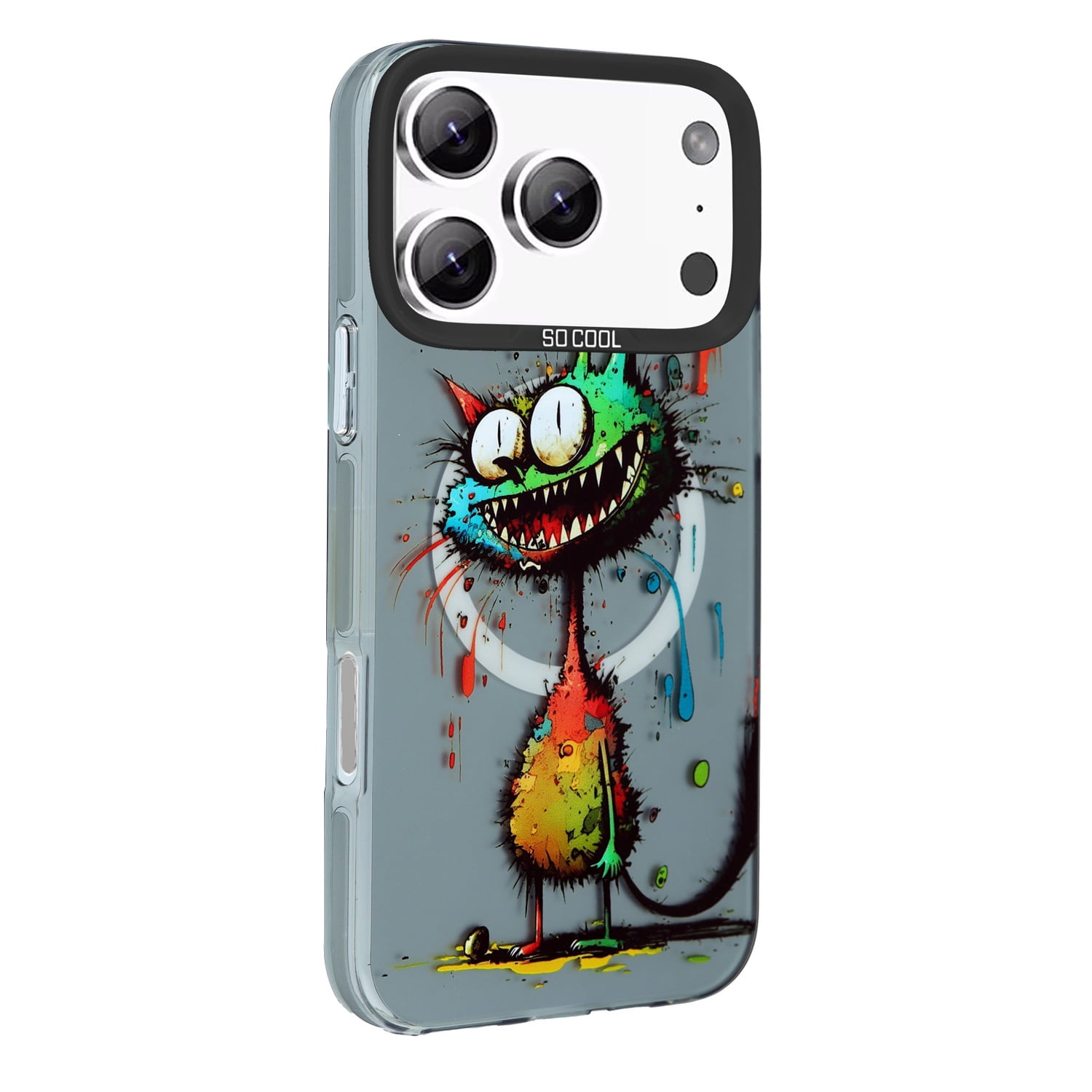 Graffiti Animal Print Shockproof Case for iPhone 17 Pro Max - Teal
