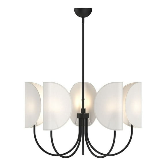 CH450732MBCW-Alora Lighting-Seno - 5 Light Chandelier-19.13 Inches Tall and 32 Inches Wide-Matte Black Finish-White Cotton Shade Color
