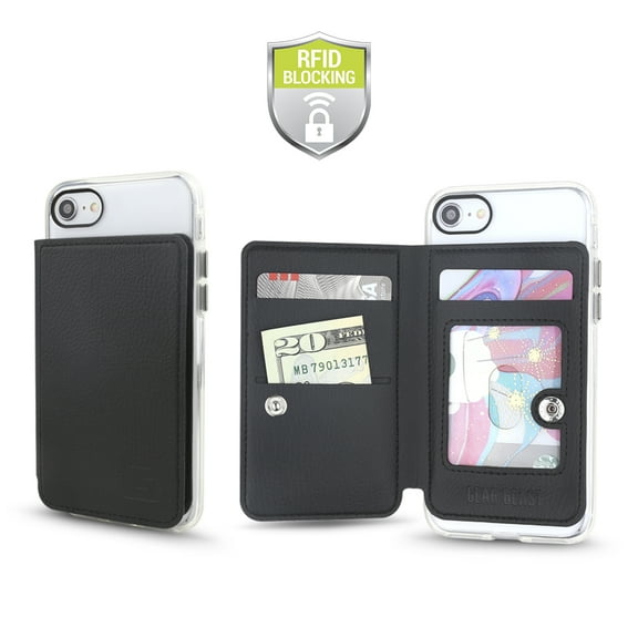 Gear Beast Universal Stick On Phone Wallet for Back of Phone Card Holder ID Holder RFID Wallet for iPhone Galaxy and All Smartphones