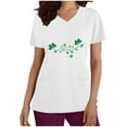 thumbnail image 3 of lcziwo Lucky Clover Rainbow Shirts for Women 2025 St Patrick's Day Short Sleeve Irish Shirts Loose Fit V-Neck Scrubs Tops with Pockets White M Lightning Sale, 3 of 7