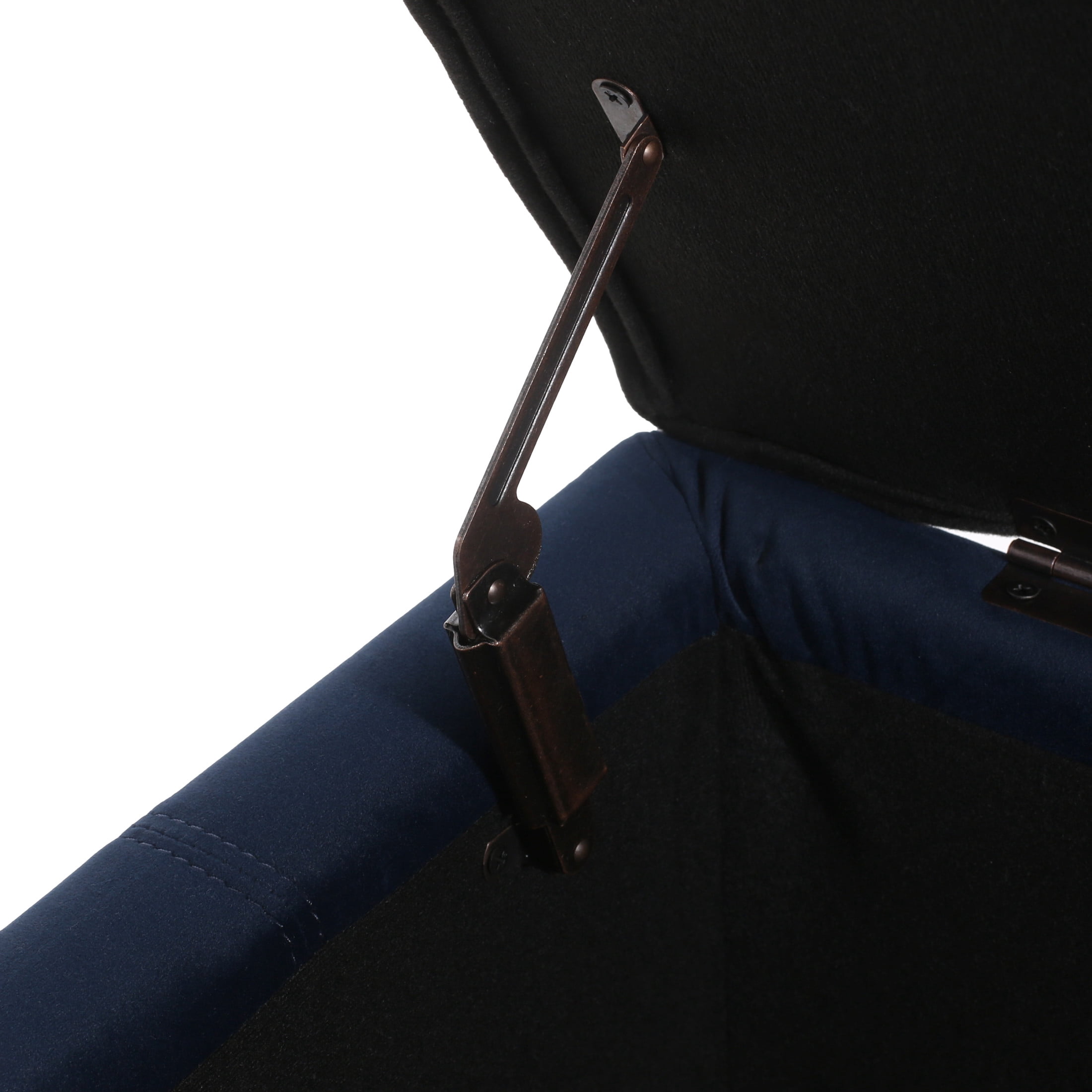 Noble House Canterbury Upholstered Storage Ottoman Bench, Dark Blue Velvet, Matte Black