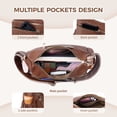 thumbnail image 4 of Crossbody Bags for Women, Leather Cross body Travel Purse with Adjustable Strap, Women's Shoulder Handbag with Multi Zipper Pocket for Gift, Brown, 4 of 9